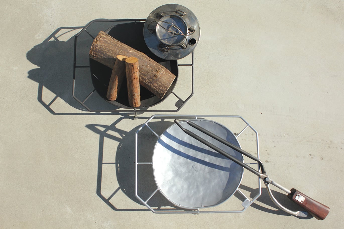 ガレージブランド【iron shop】 からロースタイル焚き火台、2WAYブラスタートングが入荷!