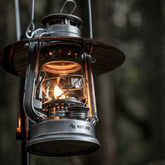 シルバー小型オイルランタン&ランタンシェード【色付きホヤ・真鍮ネームプレート付き】