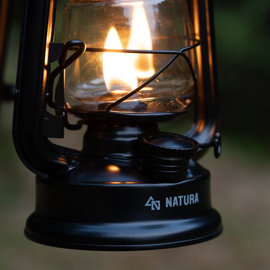 マットブラック小型オイルランタン&マットブラックシェード【色付きホヤ・真鍮ネームプレート付き】