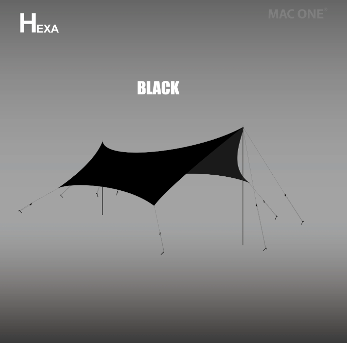 Mac Outdoor MacOne HEXA L ブラック MACONEヘキサタープ (L) ブラック - CAMPHILLS ONLINE SHOP