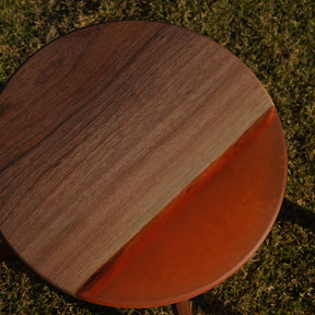 杢境 L size - ブラックウォールナット × アンバーレジン(ハーフクリア) - 三脚用テーブル天板