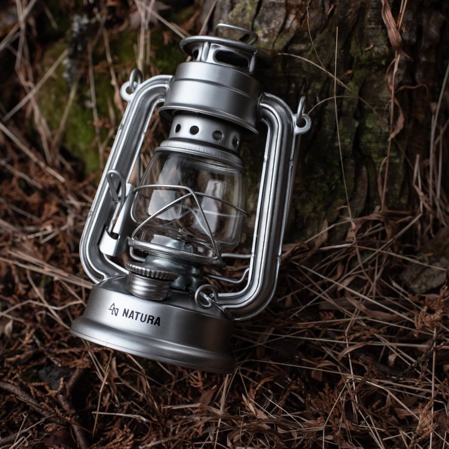 Silver small oil lantern (with brass nameplate)