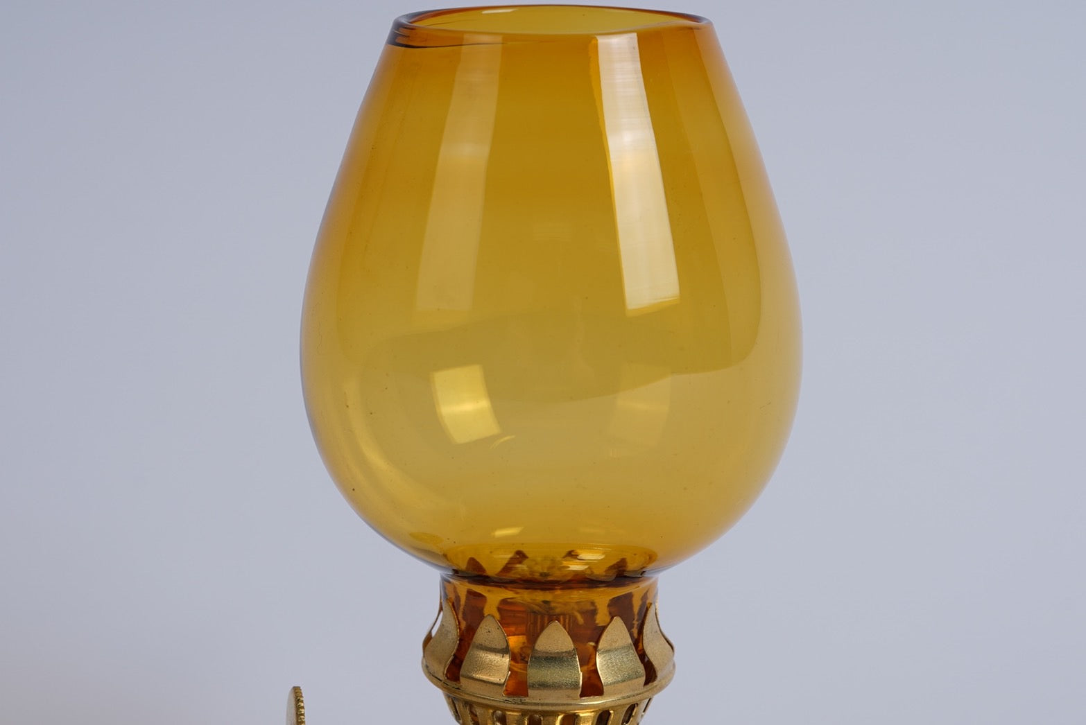 Oil Lamp Mini Amber Glass 5.75" (14.61cm) Brass